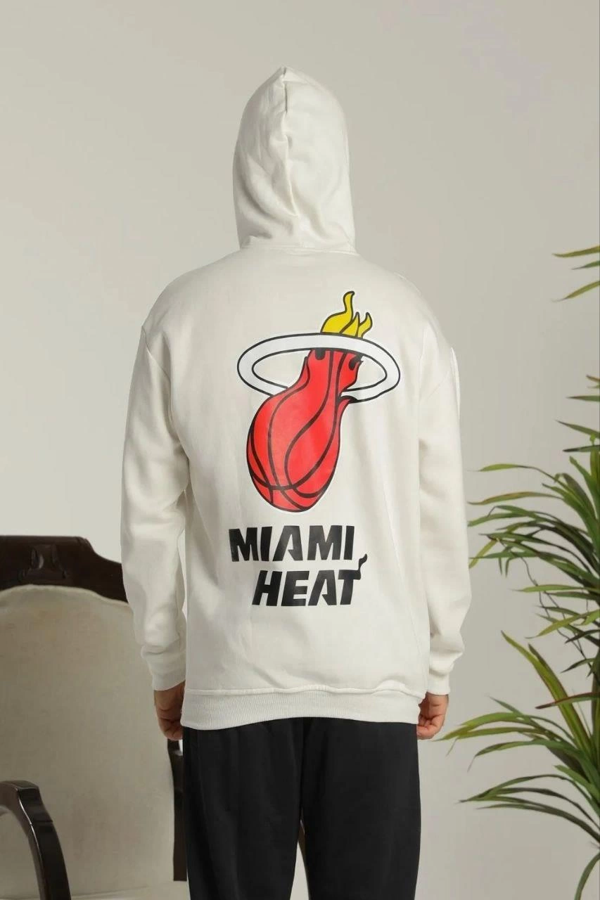 VF-OversizeKapüşonlu Sweatshirt –Sırt ve Ön Baskılı Siyah Beyaz - - Image 1