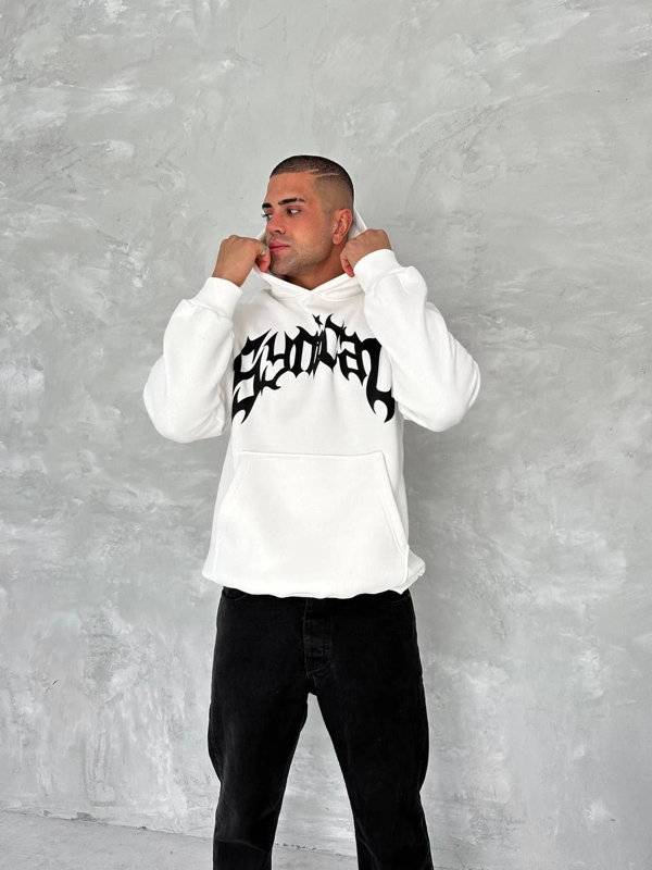VF-Üç İplik Kapüşonlu Baskılı SweatShirt - Beyaz - - Image 1