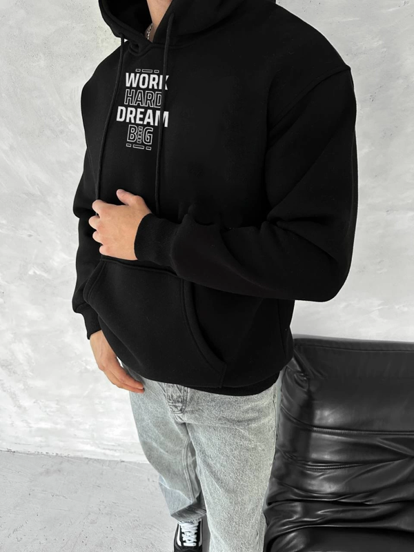 VF-Kışlık Üç İplik Kapüşonlu SweatShirt - Siyah - - Image 1