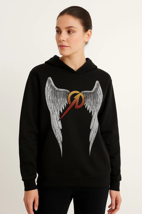 VF-Metallica İki İplik Kapüşonlu Ön ve Arka Baskılı hoodie - Siyah - - Image 1