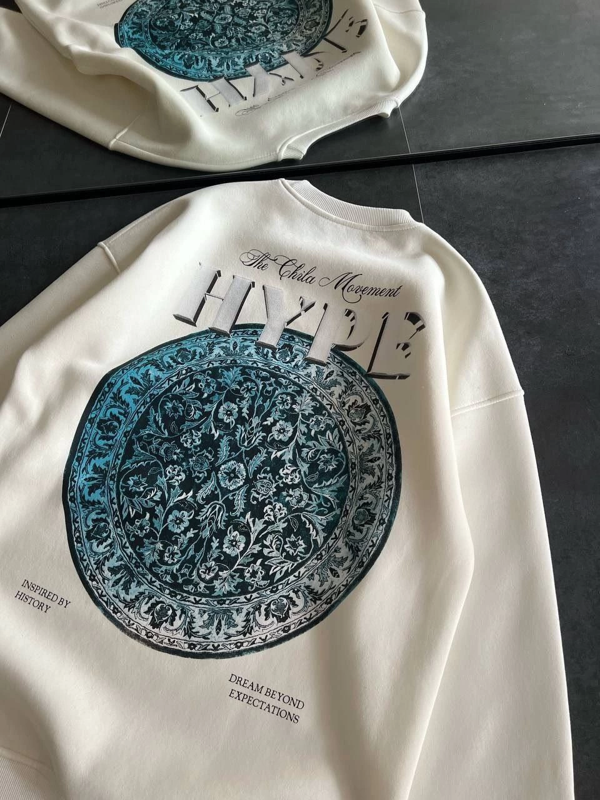 VF-Üç İplik Bisiklet Yaka Baskılı SweatShirt - Beyaz - - Image 1
