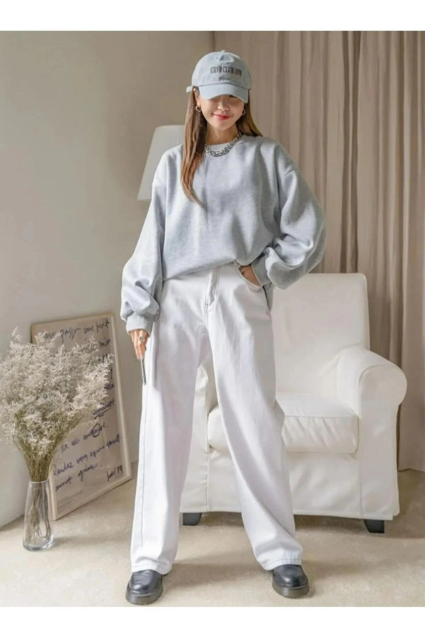 VF-Düz Bisiklet Yaka Sweat - Gri - - Image 1