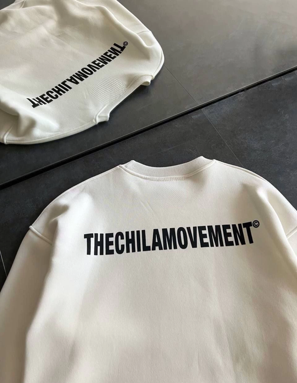 VF-Kışlık Bisiklet Yaka Oversize Baskılı SweatShirt - Beyaz - - Image 1