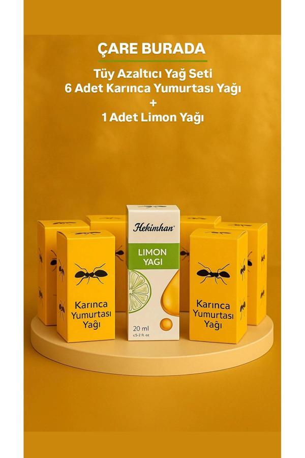 Tüy Azaltıcı Yağ Seti (1 Adet Limon Yağı + 6 Adet Karınca Yumurtası Yağı) - Image 1