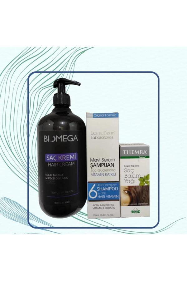 Mavi saç serumu+ Keratin Sampuan + Saç bakım yağı - Image 1