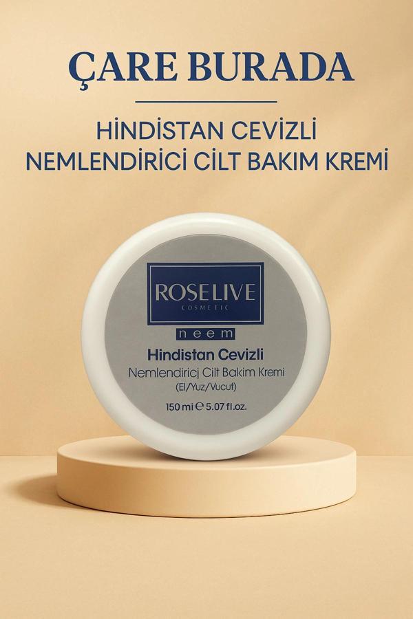 Roselive - Hindistan Cevizli Nemlendirici Cilt Bakım Kremi 150 Ml ( El & Yüz & Vücut) - Image 1