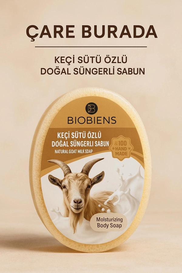 Biobiens - Keçi Sütü Özlü Doğal Süngerli Sabun 135 gr - Image 1