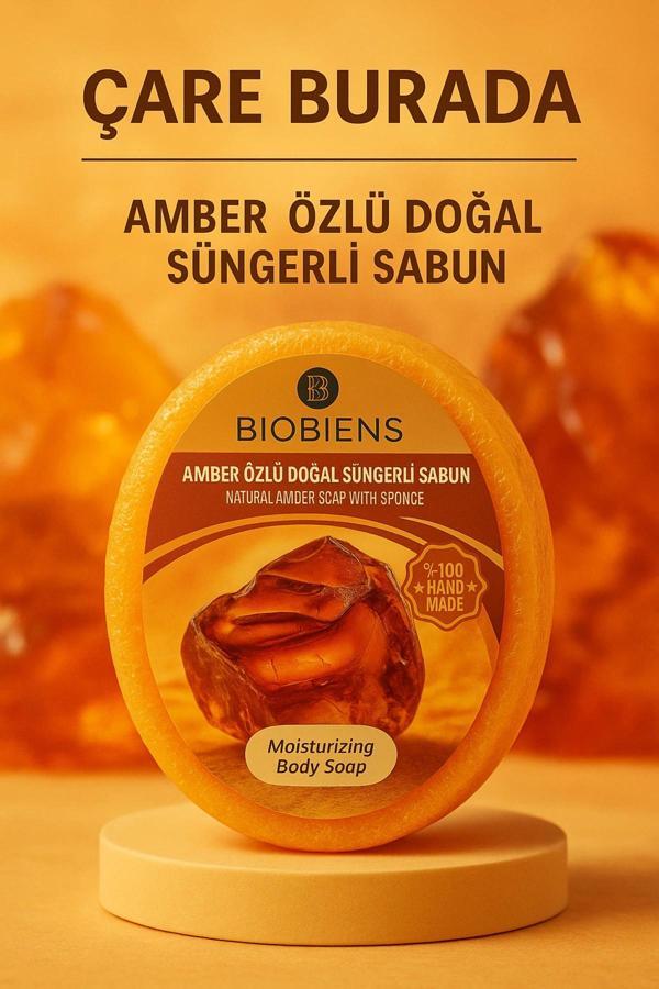 Biobiens - Amber Özlü Doğal Süngerli Sabun 135 gr - Image 1