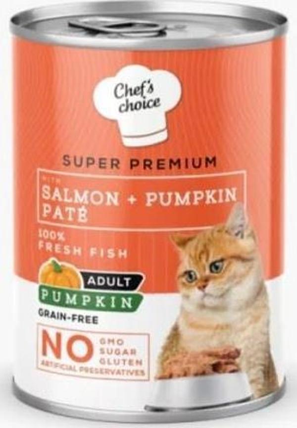 Chef's Choice Somonlu ve Bal Kabaklı Tahılsız Ezme Yetişkin Kedi Konservesi 400 gr - Image 1