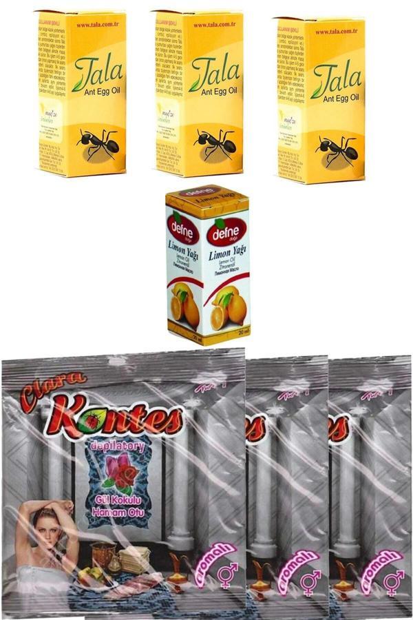 Aktarfan Unisex Vücut Bakım Seti 3 Adet Karınca Yumurta Yağı 3 Adet Hamam Tozu Tüy Dökücü 1 Lmn Yağı - Image 1