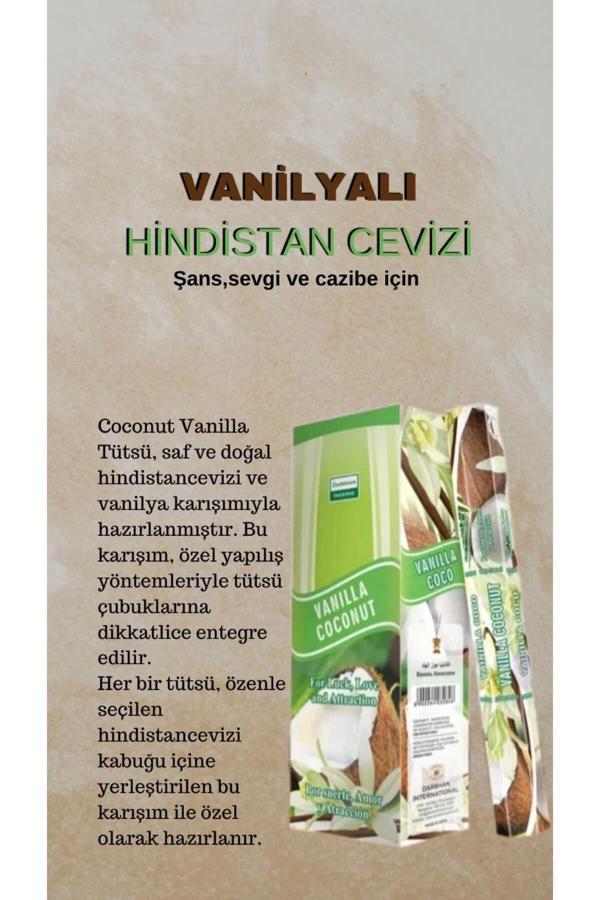 Vanilyalı Hindistan Cevizi ( Şans, Sevgi ve Cazibe ) Tütsüsü 20 Çubuk - Image 1