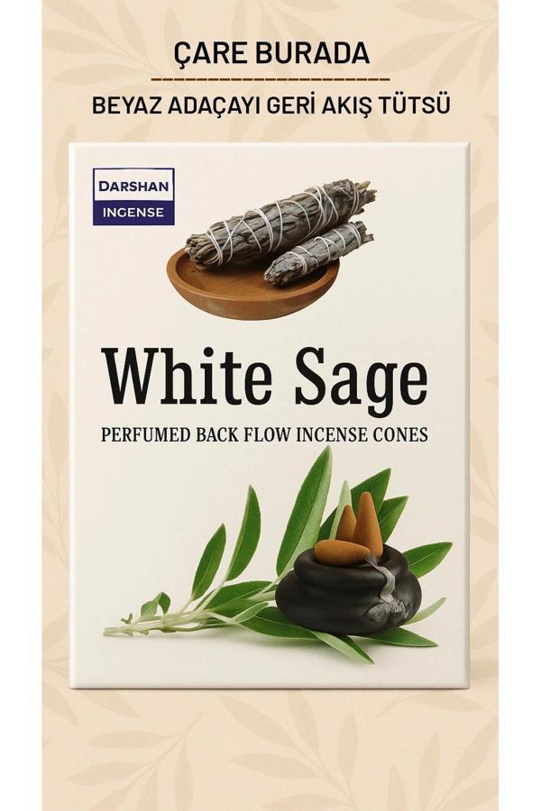 Darshan Incense - Beyaz Adaçayı gerİ Akış Tütsü (10 Adet Geri Akış Tütsü) - Image 1