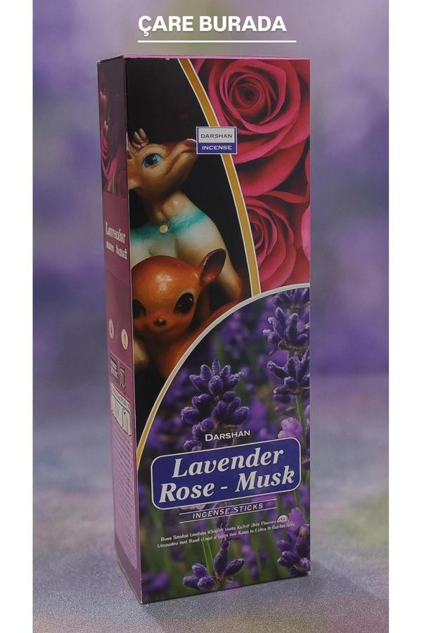 Darshan Incense - Lavender & Rose & Musk 20'li Çubuk Tütsü (Lavanta & Gül & Musk) - Image 1