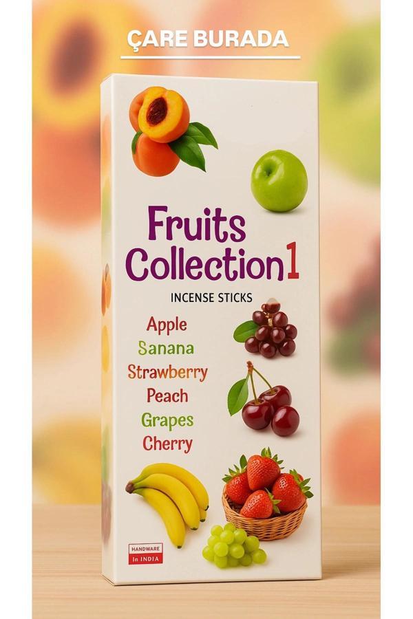 Darshan Incense - Fruits Collection 20'li Çubuk Tütsü (Çilek & Muz & Elma & Üzüm & Kiraz & Şeftali) - Image 1