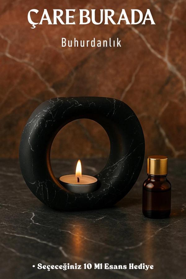 Siyah Renk Halka Buhurdanlık (Seçeneğiniz 10 Ml Esans Hediye) - Image 1
