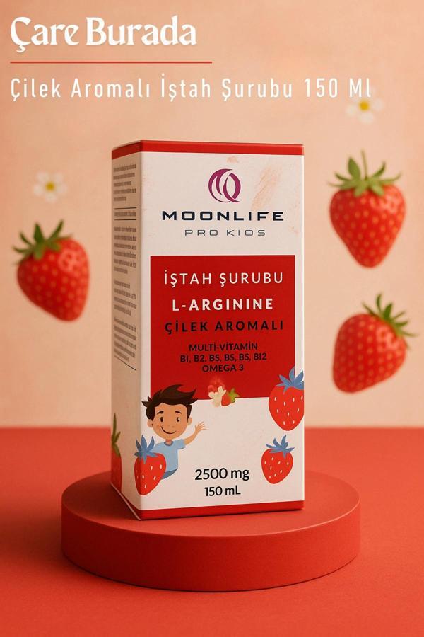 Moonlife - Çilek Aromalı İştah Şurubu 2500 mg (L-Arginine & Omega 3 & Multivitamin) - Image 1