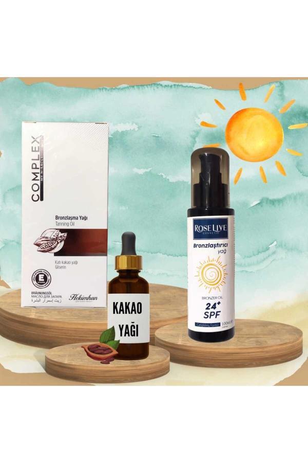 Bronzlaşma Yağı + Kakao Yağı + 24 spf Bronzlaştırıcı set - Image 1