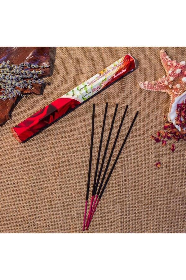 International Rose Sandal Jasmine Hexa 20'li Çubuk Tütsü (1 Saate Kadar Yanma Süresi) - Image 1