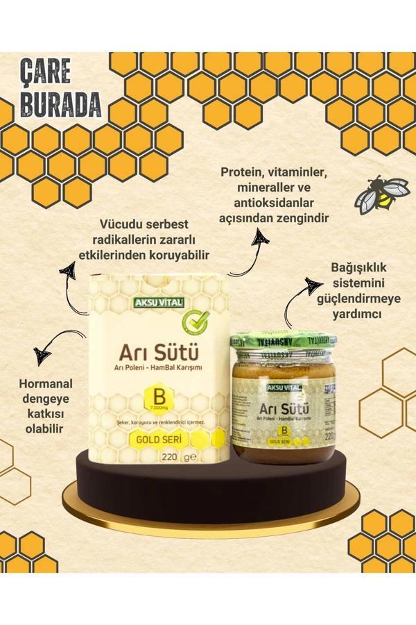 Arı Sütü Arı Poleni Ham Bal Karışımı 220 Gr7000mg çocuk - Image 1