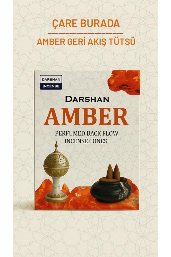 Darshan Incense - Amber Geri Akış Tütsü (10 Adet Geri Akış Tütsü) - Image 1