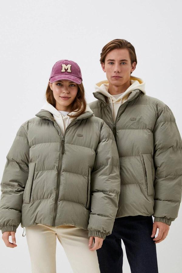 Lacoste Primaloft Neo Synthethic Fill Loose Unisex Dik Yaka Gizli Kapüşon Bol Kesim Haki Mont - Image 1