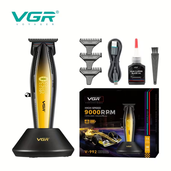 VGR V-992 Profesyonel 9000 RPM Yüksek Hız Metal Gövde Şarjlı Saç ve Sakal Çizim Makinesi - Image 1