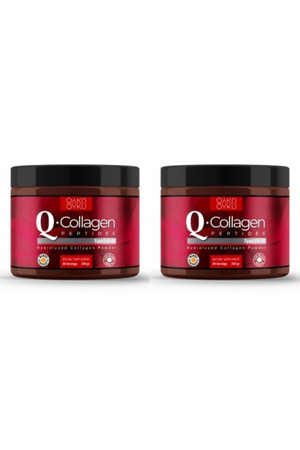Öykü Q-Collagen Hıdrolıze Kolajen - Tıp 1-2-3 - Vitamin C (238 Gr Toz) 2 Kutu / Ilaç Kutusu Hediyeli - Image 1