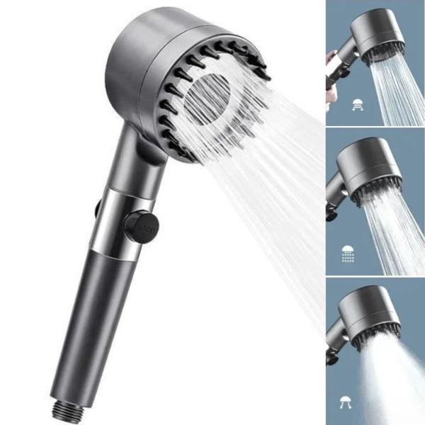 BUFFER® 3 Kademeli Turbo Basınçlı Masaj Başlıklı Silikon Fırçalı Duş Başlığı – Yüksek Basınçlı Su Ta - Image 1