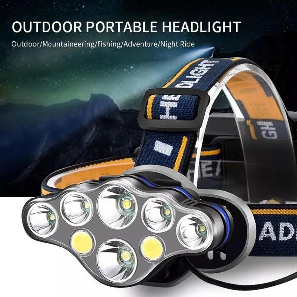 Ps-888 Güçlü Usb Şarj Edilebilir Profesyonel 8 Modlu 6000 Lümen 8 Led Su Geçirmez Kafa Lambası - Image 1