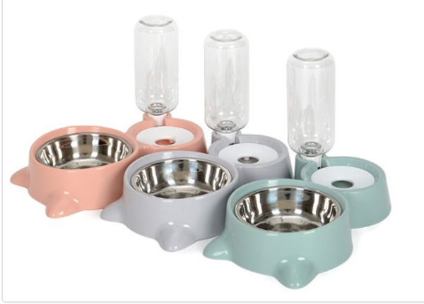 Nunbell Kedi Köpek Çift Hazneli 2'Lİ Beslenme Mama ve Su Kabı 500 ml - Image 1