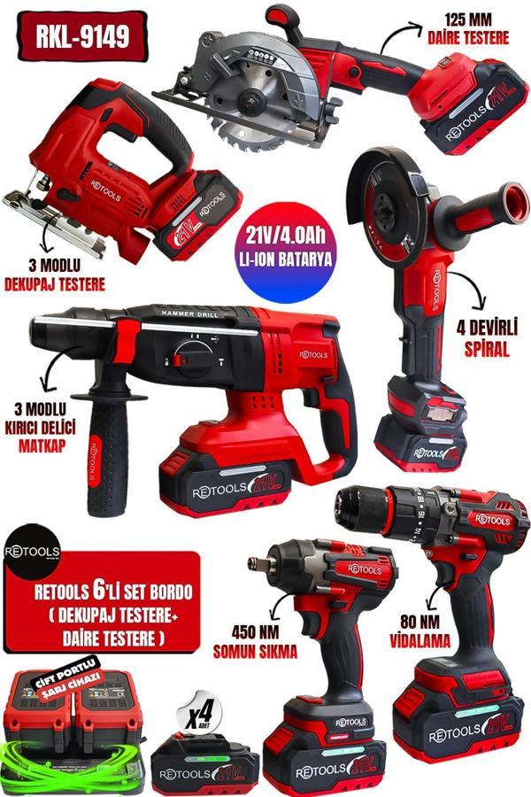 RETOOLS 6'LI SET BORDO KABARTMALI (DEKUPAJ - DAİRE TESTERE) - Image 1