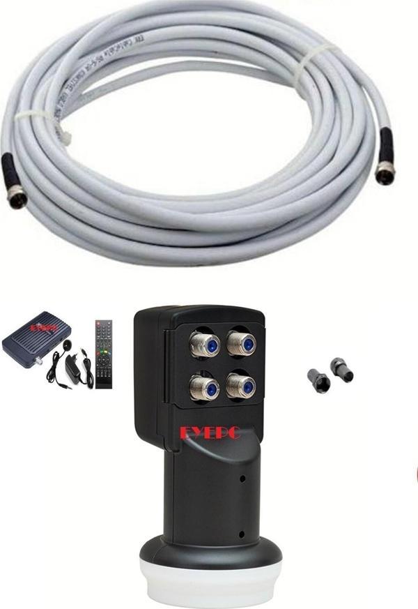 Ncpline 50 Metre Uydu Anten Kablosu +4 Lü Lnb+Hd Uydu Cihazı+4 F Konnektörlü Set Hazır - Image 1