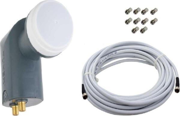 Ncpline Bağımsız 2 Çıkışlı Lnb 3D 4K Full Hd Elenbi 10 Metre Anten Kablo 10 Adet F Jak - Image 1