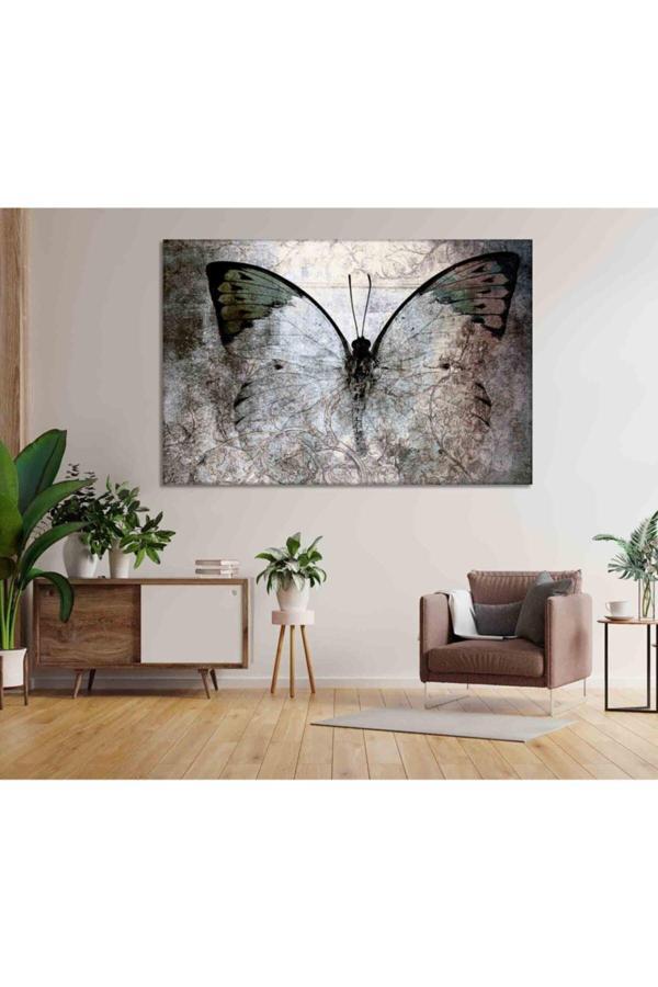 Sanatsal Kelebek Resimli Kanvas Tablo - Image 1