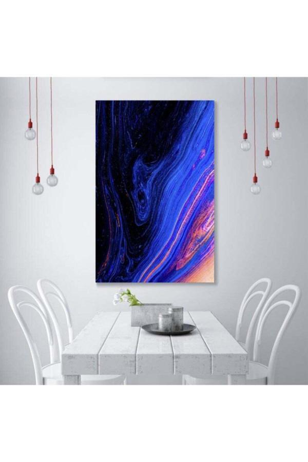 Koyu Mavi Duvar Modern Duvar Sanatı, Oturma, Yatak, Yemek, Ofis Duvarı Kanvas Tablo_art_53 - Image 1