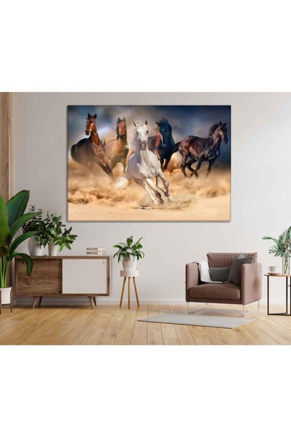 At Resimli Ev, Oturma Odası, Yatak Odası Dekorasyonu Kanvas Tablo - Image 1