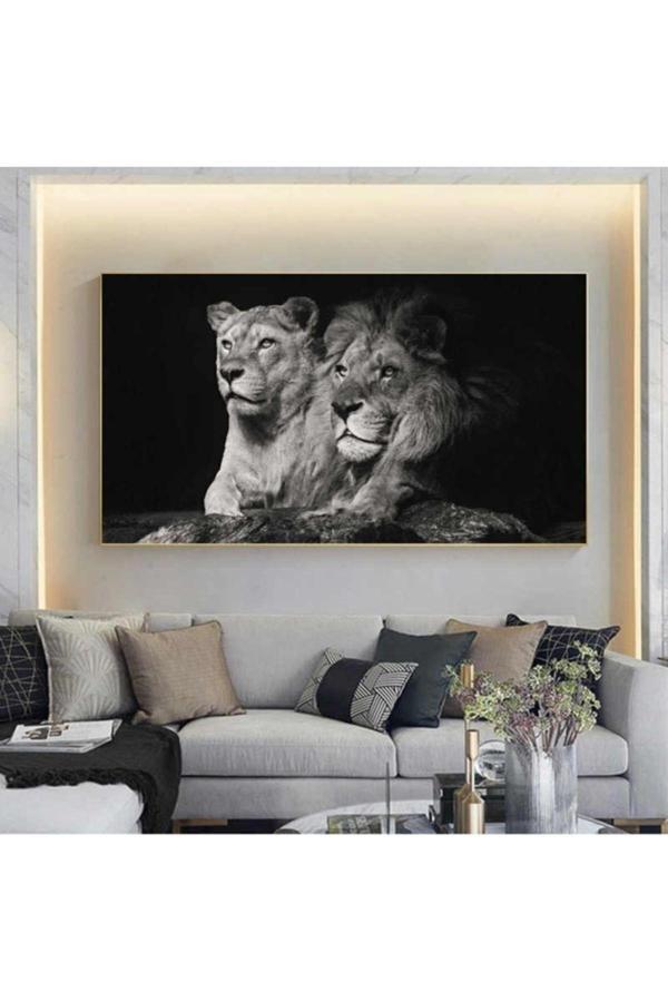 Aslan Kanvas Tablo Çiftli Aslan - Image 1