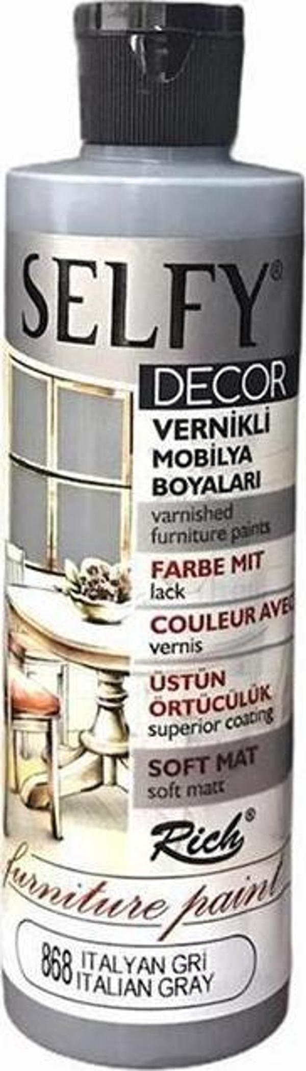 Rich Selfy Decor Vernikli Boya İtalyan Gri 240 cc - Image 1