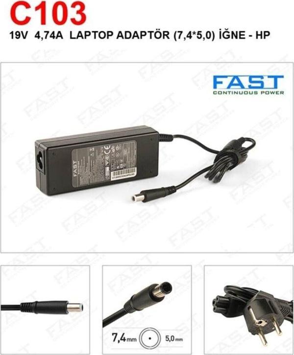 Fast Hp Iğne Uç 19V 4,74A (7,4X5,0Mm) Laptop Adaptör - Image 1