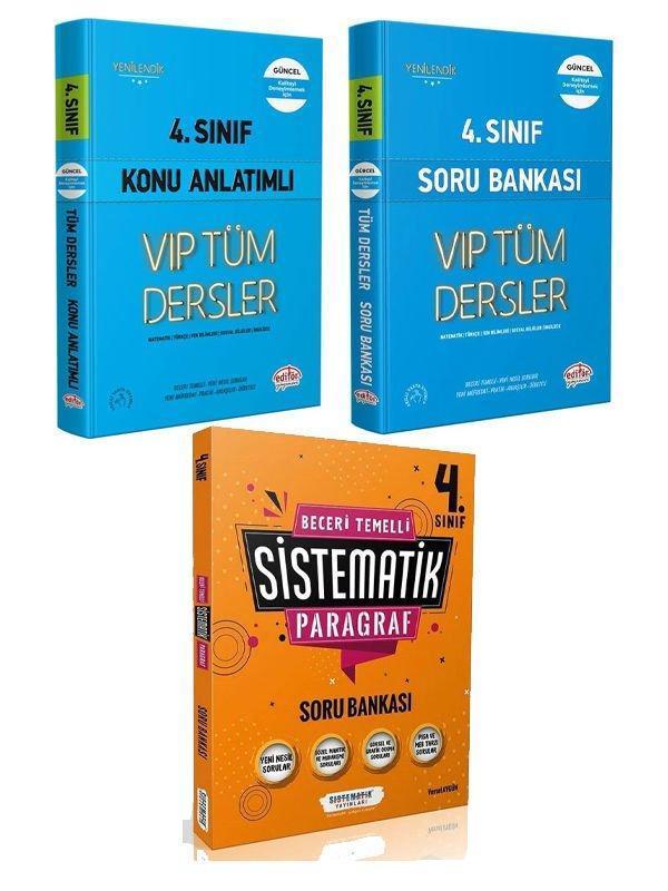 Editör 4.Sınıf VİP Konu + Soru ve Sistematik 4.Sınıf Paragraf Soru 3 Kitap Set - Editör - Image 1