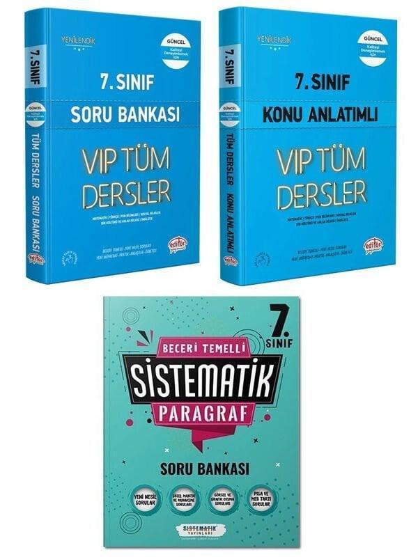 Editör 7.Sınıf VİP Konu + Soru ve Sistematik 7.Sınıf Paragraf Soru 3 Kitap Set - Editör - Image 1