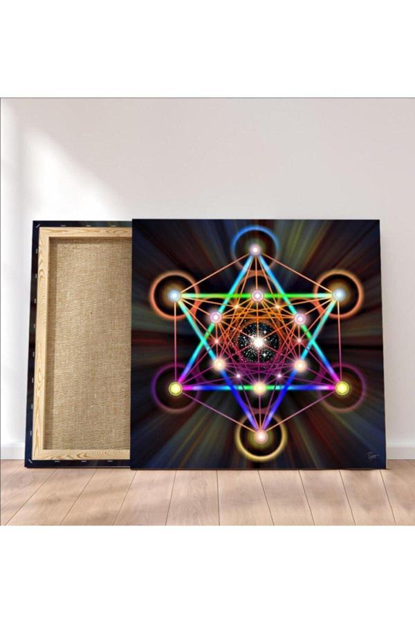 Sri Yantra Yaşam Çiçeği Temalı Kanvas Tablo Bolluk Bereket Şans Doğurganlık - Image 1