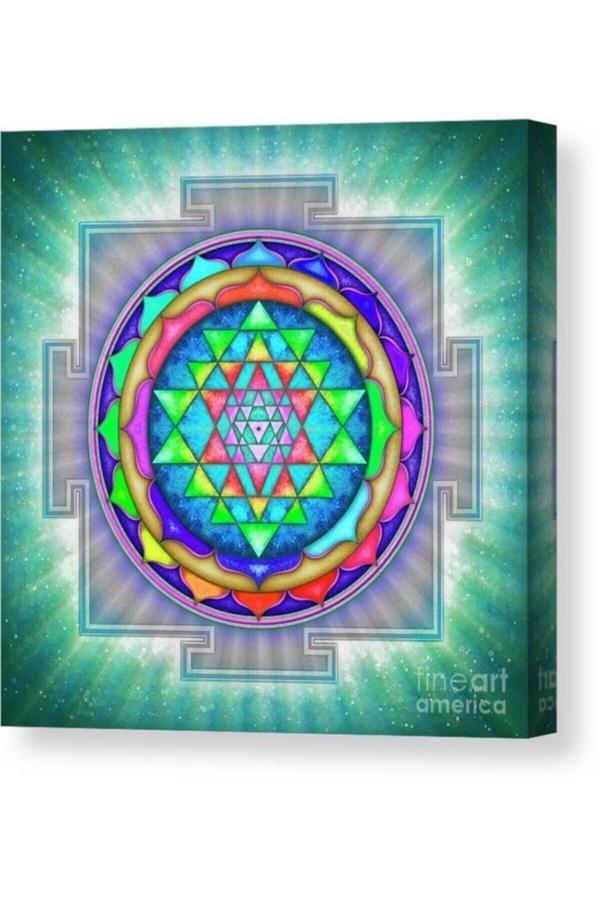 Sri Yantra Yaşam Çiçeği Temalı Kanvas Tablo Bolluk Bereket Şans Doğurganlık - Image 1