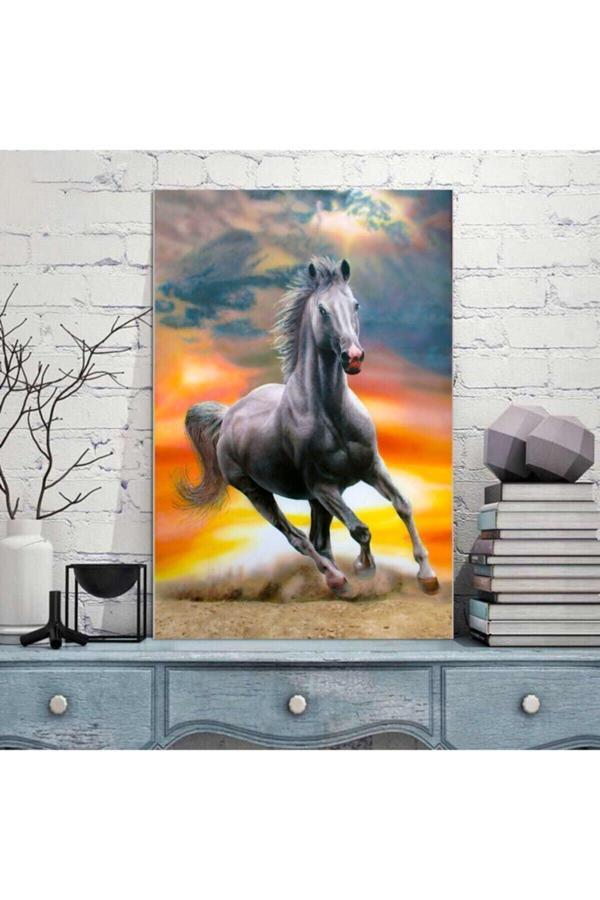 At Resimli Ev, Oturma Odası, Yatak Odası Dekorasyonu Kanvas Tablo - Image 1