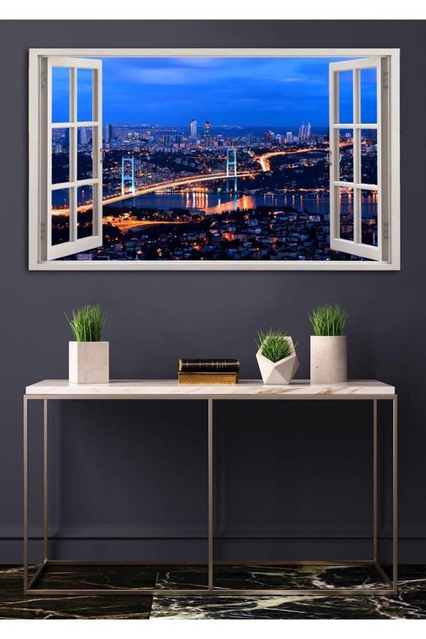 Açılır Pencere Görünümlü Istanbul Manzaralı Kanvas Tablo - Image 1