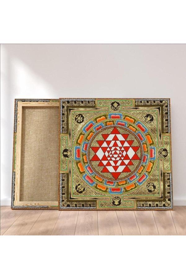 Sri Yantra Yaşam Çiçeği Temalı Kanvas Tablo Bolluk Bereket Şans Doğurganlık - Image 1