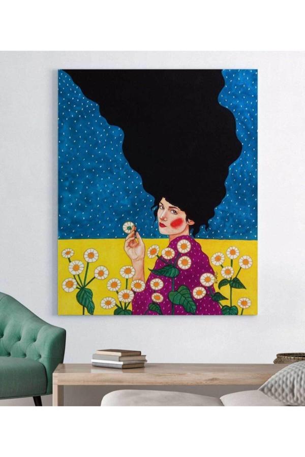 Hülya Özdemir-soyut Renkli Kız Kanvas Tablo - Image 1