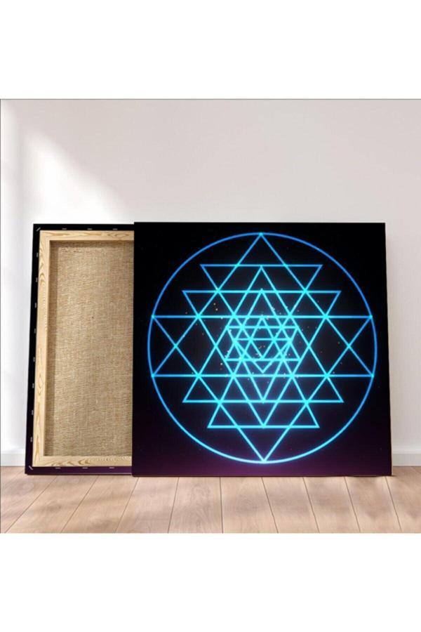 Sri Yantra Yaşam Çiçeği Temalı Kanvas Tablo Bolluk Bereket Şans Doğurganlık - Image 1