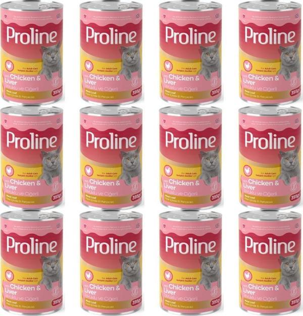 Proline Tavuklu ve Ciğerli Pate İçinde Et Parçacıklı Yetişkin Kedi Konserve 12 Adet - Image 1