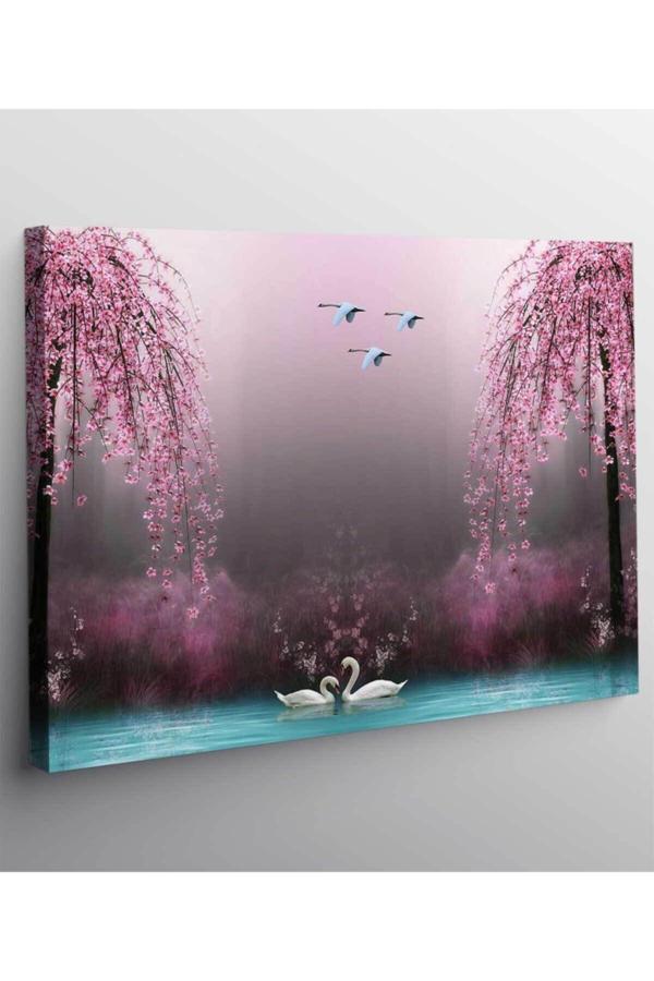 Pembe Çiçekli Kanvas Tablo - Image 1